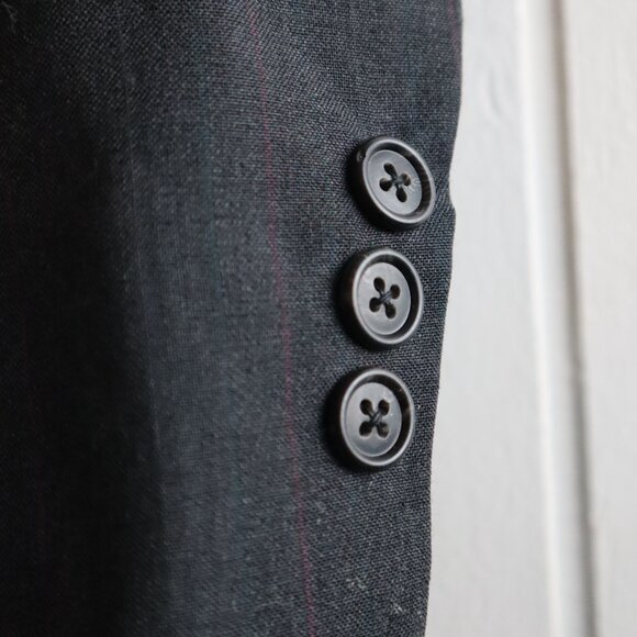 Vtg Threadneedle Mens Suit Jacket Sports Coat Dark Gray Blue Red Pinstripe 44 - Picture 2 of 6
